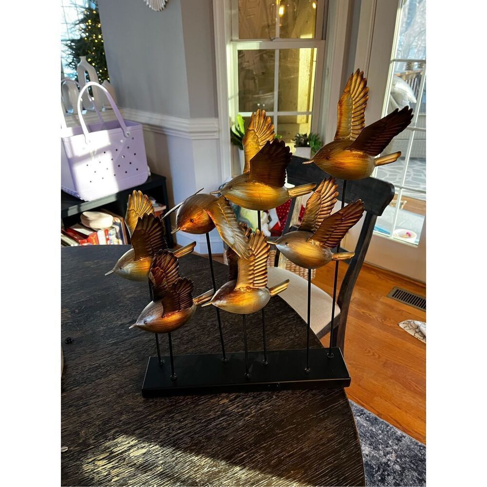3D Flying Birds Metal Decor Table Mantle Art EUC